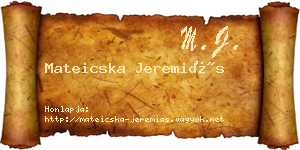 Mateicska Jeremiás névjegykártya